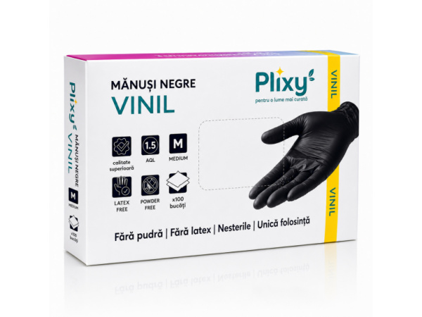 Manusi din vinil M negru ( M 4 0g+/-0  3g)/(10) Plixy