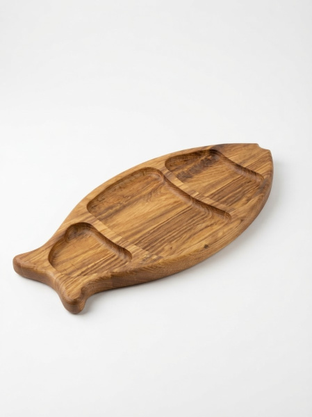 Farfurie-menajeră «Pește» din stejar natural (35x17 cm)