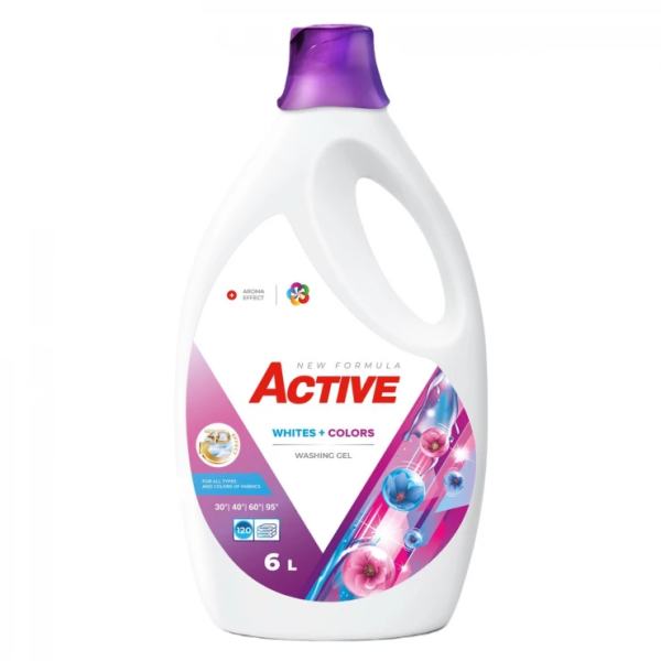 Detergent Gel Active, White & Colors, 6,0 L
