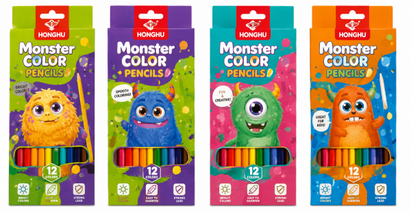 Creioane colorate 12cul.  HONGHU Monster Party  HL-25024  1/12/240