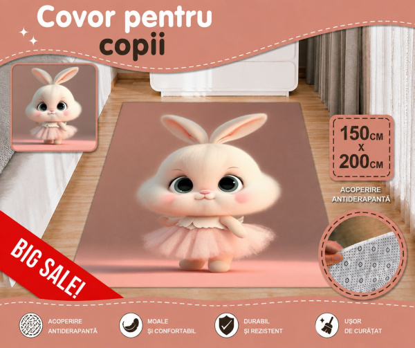 Covor pentru copii cu iepuraș balerină
