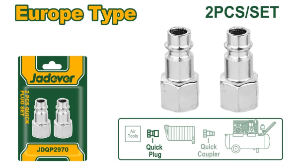 Set 2 cuple rapide mamă 1/4" pentru furtun aer Jadever