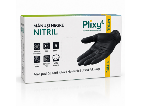 Manusi din nitril S negre (M 3.5g*/-0 3g)/(10) Plixy