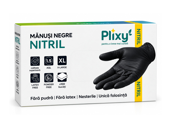 Manusi din nitril XL negru (M 3 5g+/-0 3g)/(10) Plixy