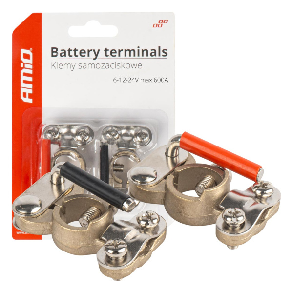 03846 Cleme pentru baterie din alama cu auto-stringere, 2 buc.