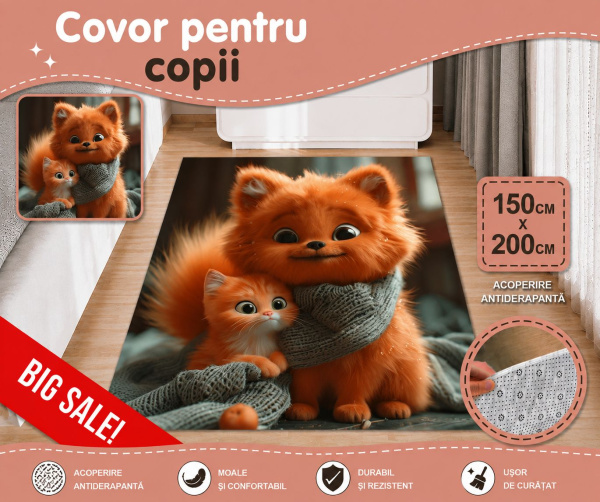 Covor pentru copii prieteni roșcați