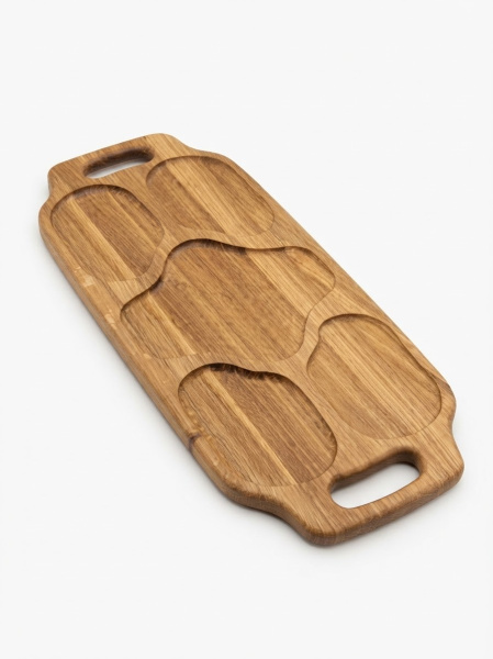 Tavă mare pentru servire din stejar natural cu mânere (70x30 cm)