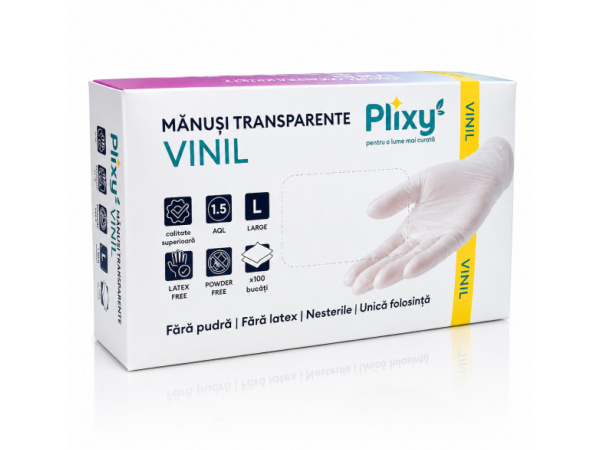 Manusi din vinil L trans.( M 4.0g+/-0 3g)/(10) Plixy