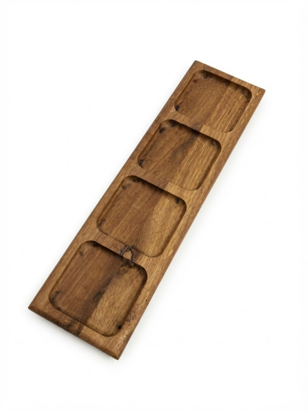 Farfurie-menajeră dreptunghiulară din stejar natural (11x41 cm)