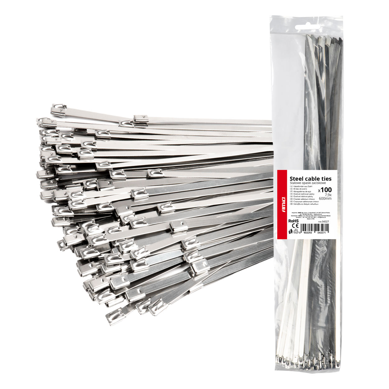 04327 Legaturi metalice din otel inoxidabi 7,9 С… 600mm 100 buc