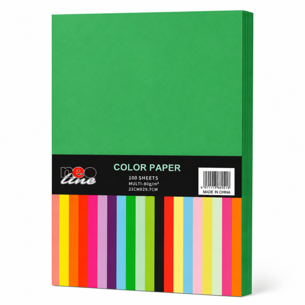 Hartie Colorata A4 Verde NEO-Line, 100 Foi, 80 g/mp, pentru Imprimanta, Copiator, Craft si Proiecte Creative
