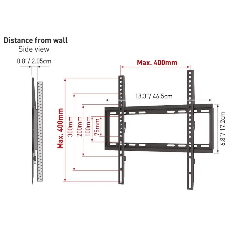 Suport fixat pe perete BARKAN E307, Negru