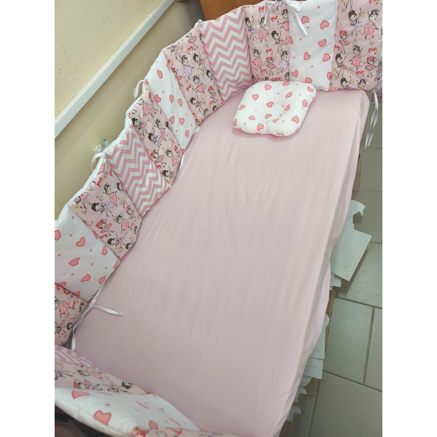 Borduri de protecție pentru pătuc Gardulet Subțire Roz cu balerine