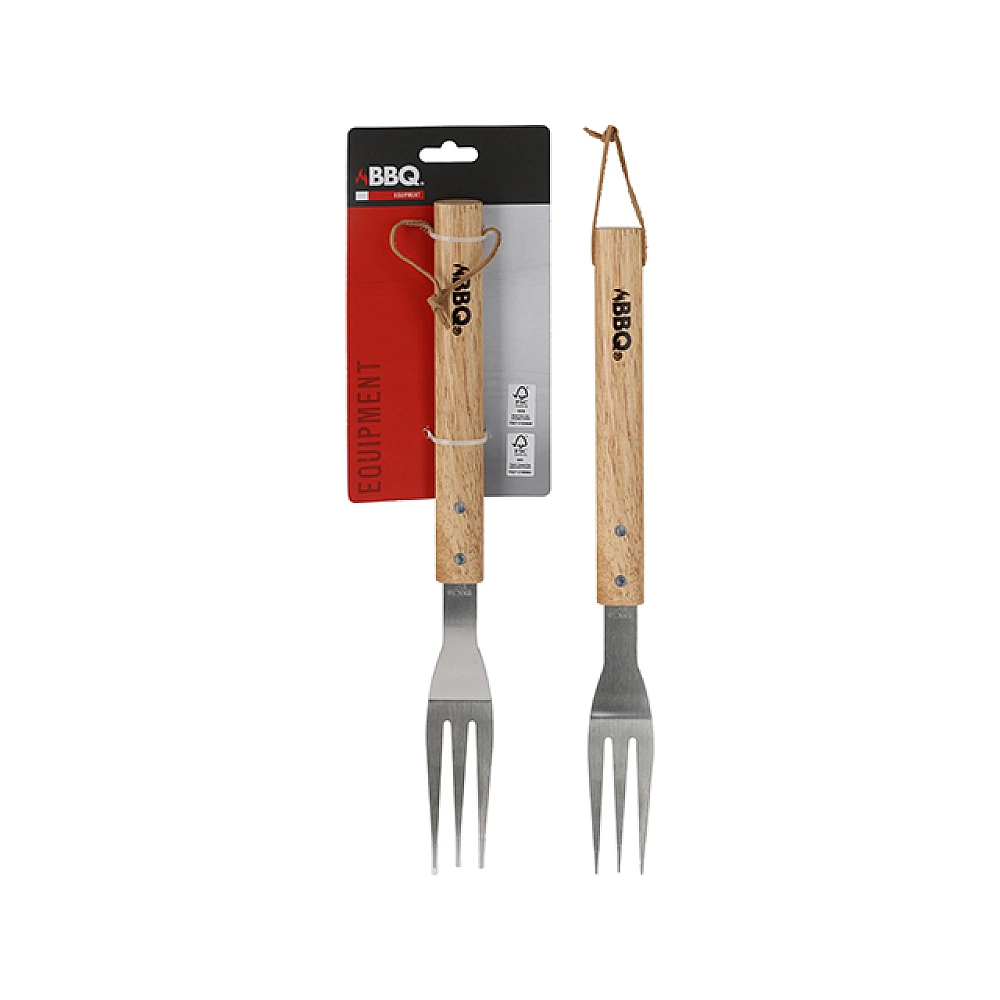 Furculita pentru gratar BBQ 38cm, maner lemn