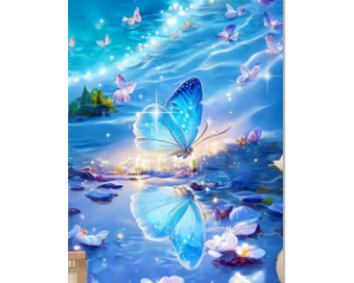 Mozaic cu Diamante 40 x 50 cm Fluture Magic, Diamond Painting, Kit Creativ cu Strasuri Acrilice, Panza pe Targa