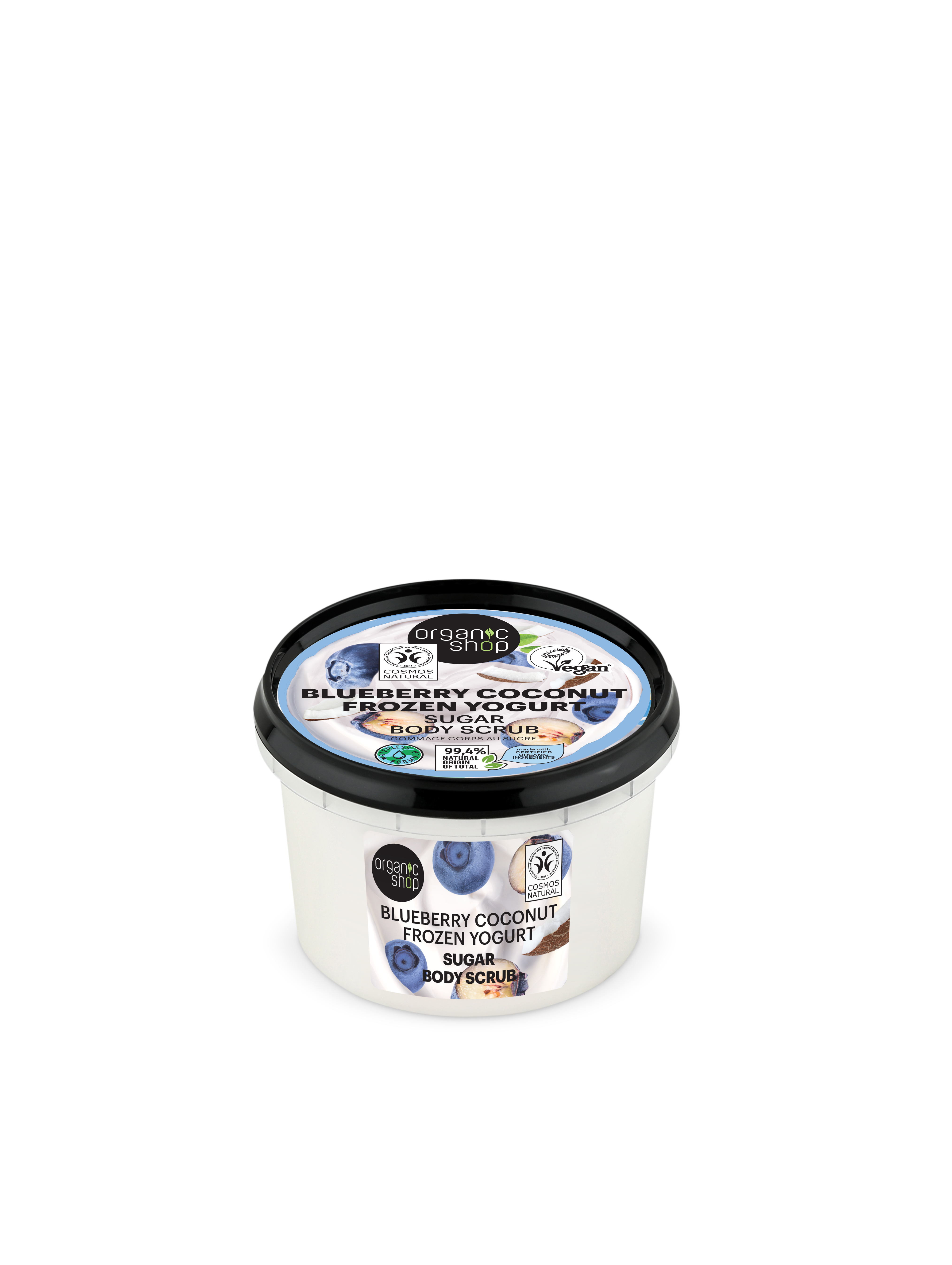 Organic Shop Scrub de corp cu zahăr, iaurt înghețat, afine și nucă de cocos, 250 ml