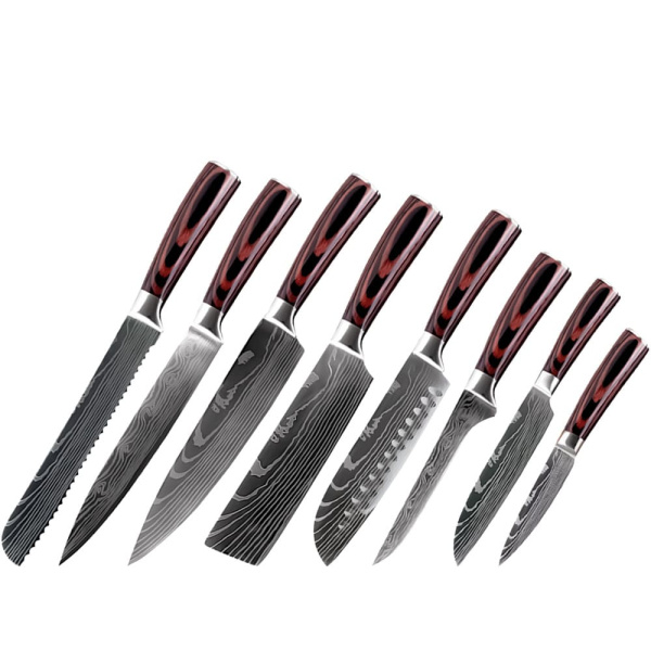 Set cutite Hocho profesional,otel Japonez,calire laser, 8 buc