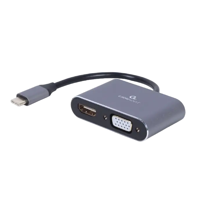 Adaptor Video Cablexpert A-USB3C-HDMIVGA-01, USB Type-C - VGA, HDMI, Gri