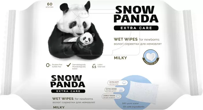 PANDA Extra Care Servetele umede 0+ Milky 60buc PH 5,5