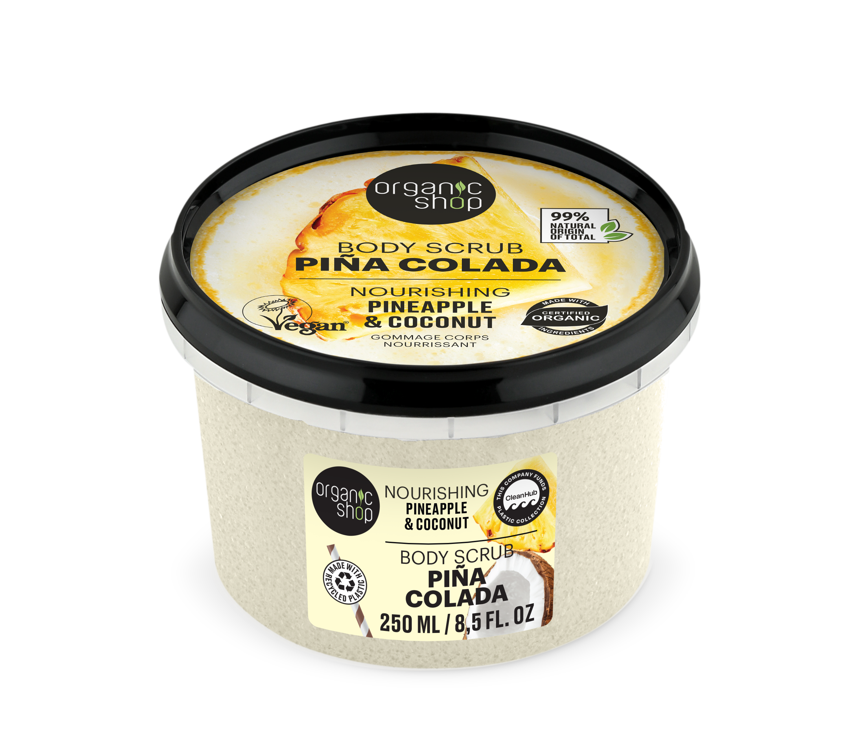 Organic Shop Scrub de corp hrănitor cu ananas și nucă de cocos Pina Colada 250ml
