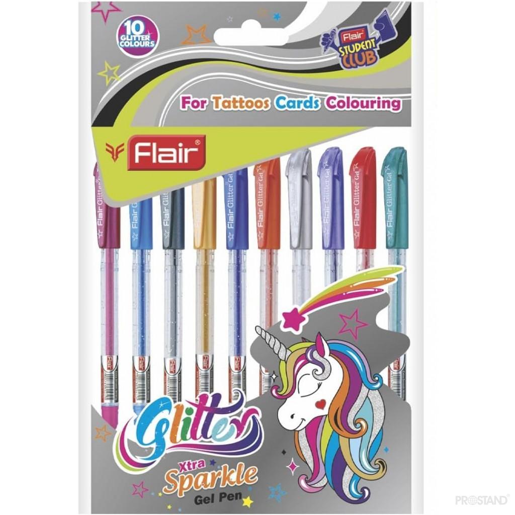 Set pix gel cu sclipici FLAIR Glitter 10cul. 962 0.5 mm 1/10/120