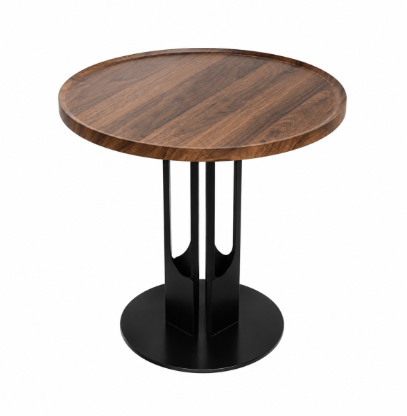 Măsuță de cafea Loft Walnut Round, nuc și metal negru 50x50 cm