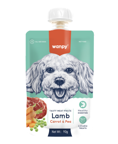 WANPY TASTY MEAT PASTE for DOG Miel, morcov și mazăre 90g x10 (official)