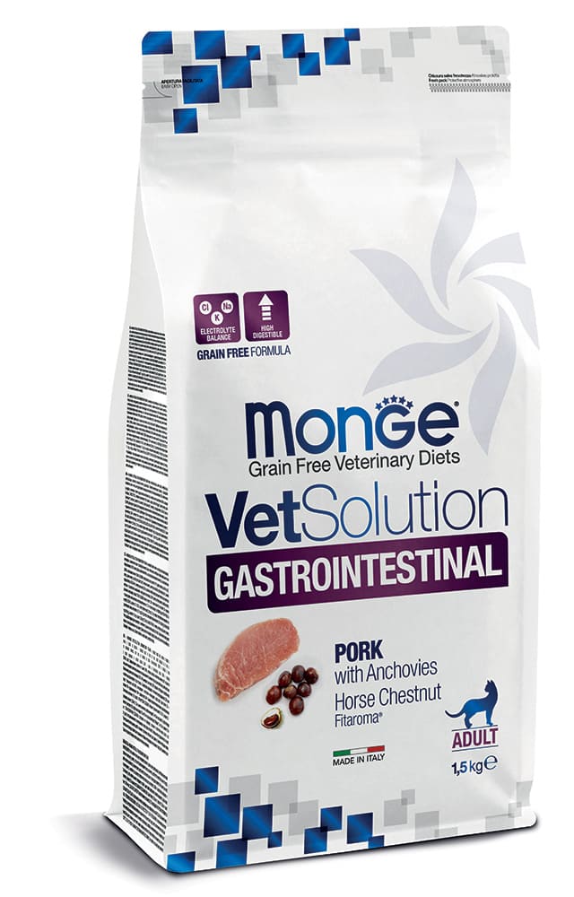MONGE dry vetsolution cat Gastrointestinal 1,5 kg, hrană uscată pentru pisici