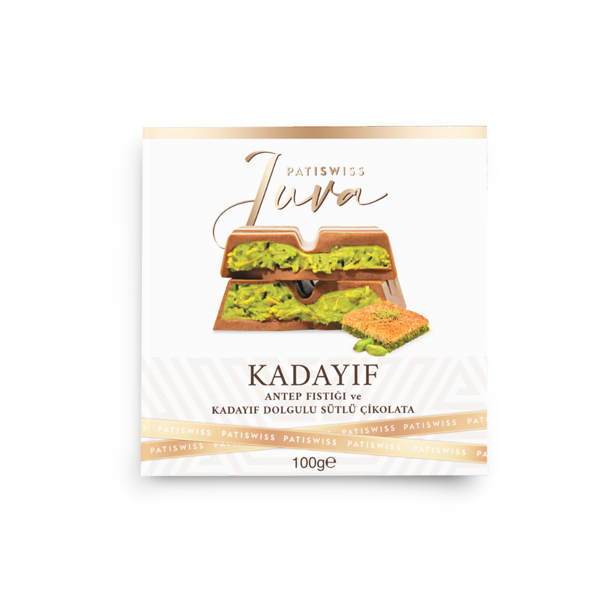 Ciocolată Patiswiss Dubai cu fistic și Knafeh, 100g