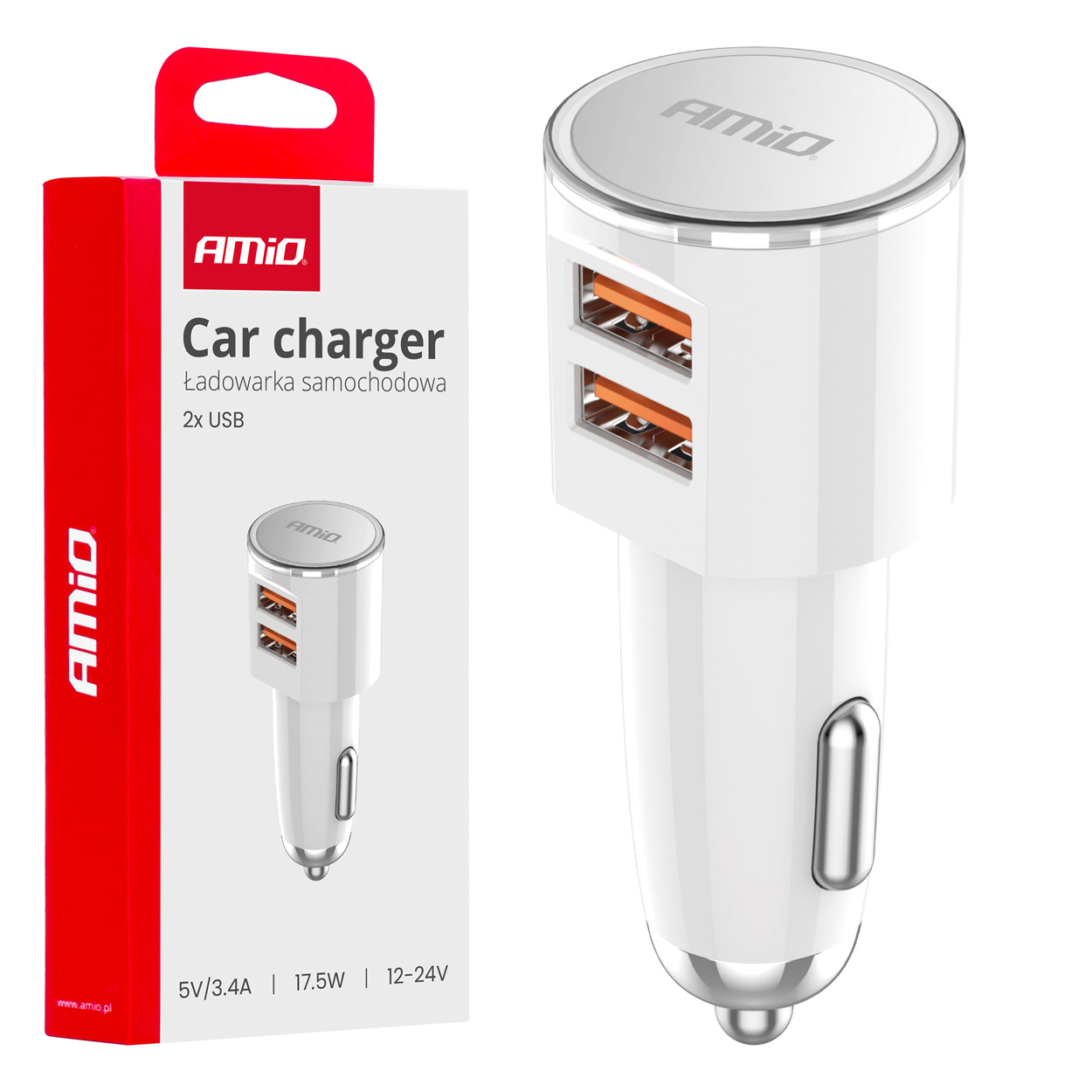 03888 Incarcator auto 2x USB-A 3.4A 12/24V
