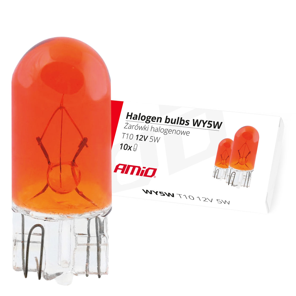 01481 Becuri halogen T10 WY5W W2.1x9.5d 12V AMBER, 10 buc.