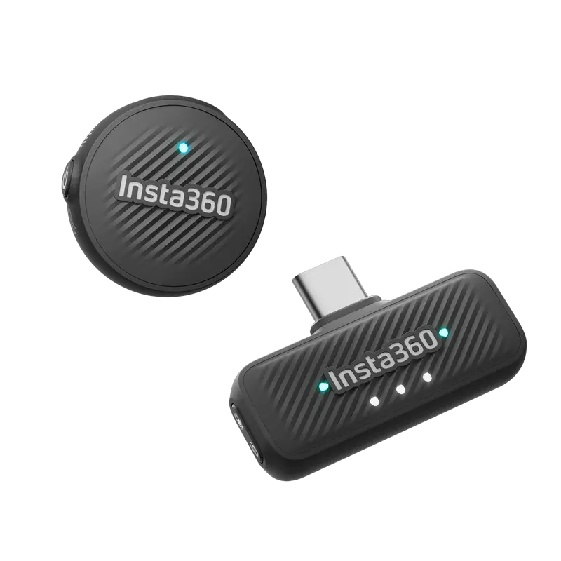 Microfon portabil pentru înregistrare vocală Insta360 Mic Air (1 TX + 1 RX), Fără fir, Negru