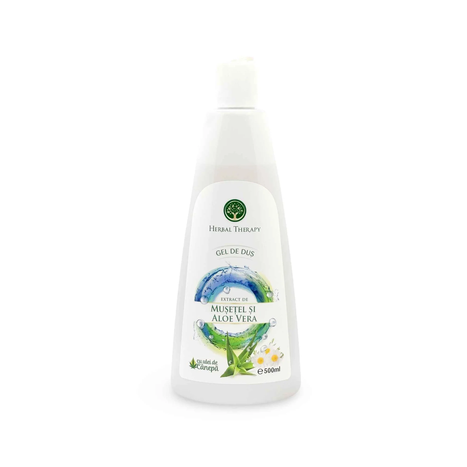 Gel de Duș cu Extract de Mușețel și Aloe Vera + Ulei de Cânepă, 500 ml
