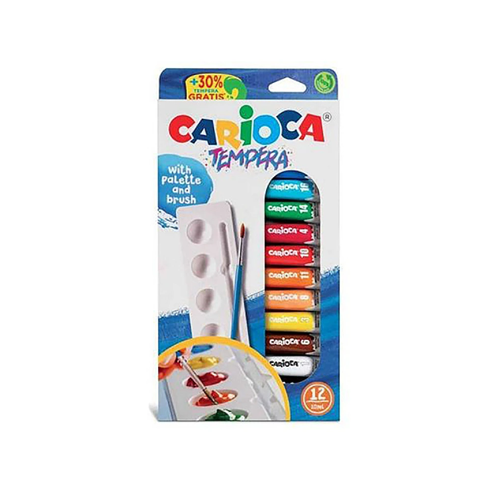 Guasa Carioca Tempera 12 tuburiX10ml + paleta cu pensula