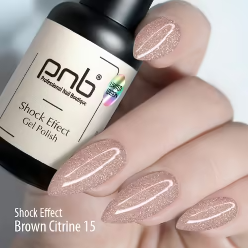 UV/LED Oja semipermanentă reflectorizantă SHOCK EFFECT 15 Brown Citrine PNB, 8 ml
