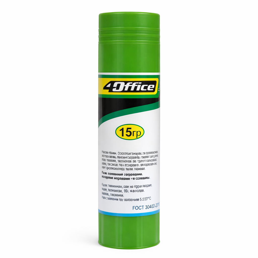 Lipici stick PVA 15 g 4OFFICE, lipici solid pentru hartie carton fotografii, adeziv uscat pentru scoala birou craft hobby
