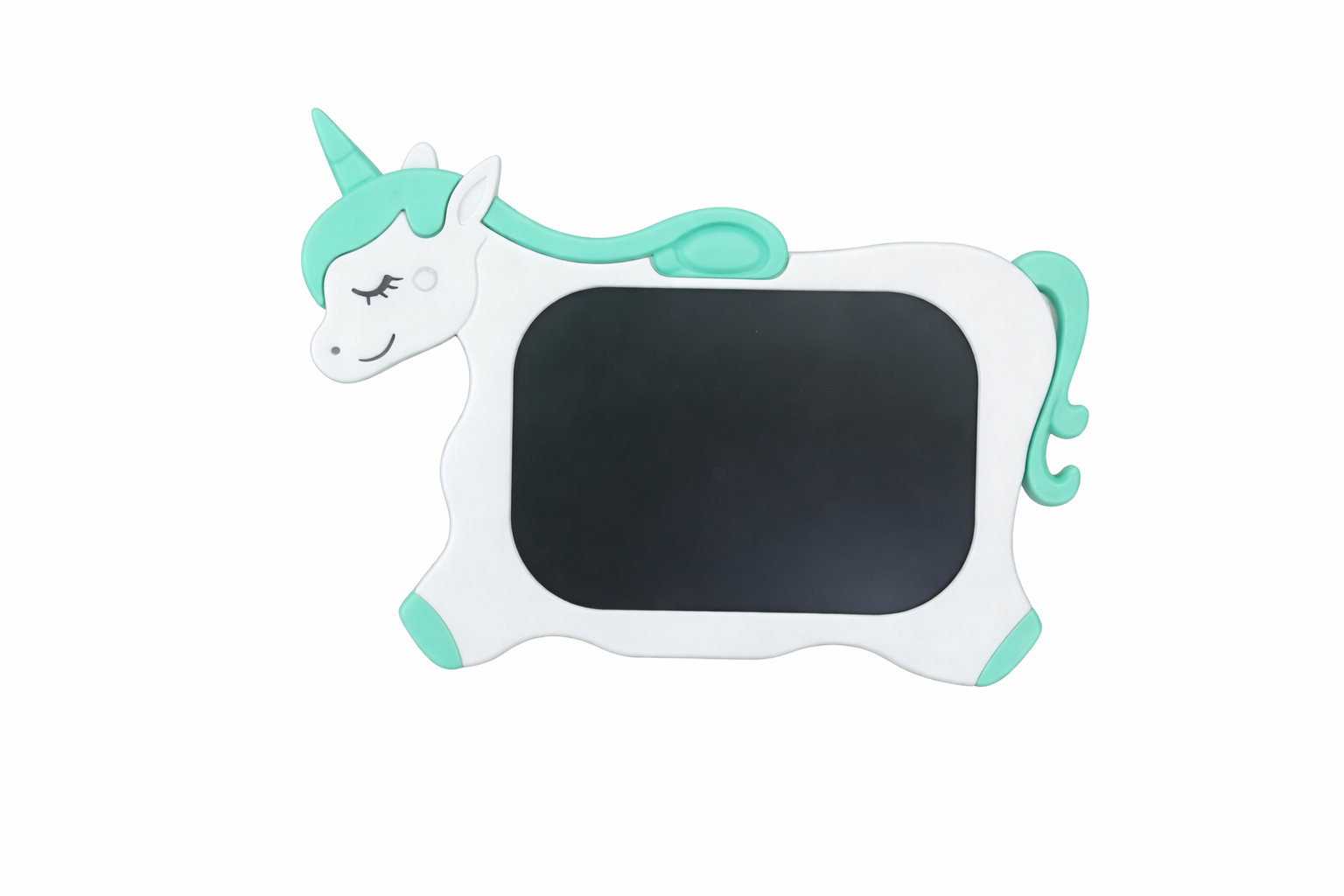 Tableta LCD scris si desen copii, unicorn verde menta, ecran 10 inch, tableta magica educativa, tableta electronica reutilizabila, writing tablet copii, jucarie interactiva creativa, stylus inclus, stergere rapida, anti hartie, cadou copii 3+ ani