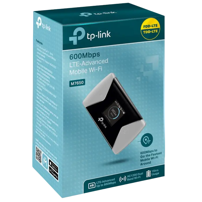 Wi-Fi Router mobil TP-LINK M7650, Negru