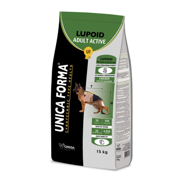 GHEDA hrana pentru caini  Unica Forma LUPOID Adult Active 15kg