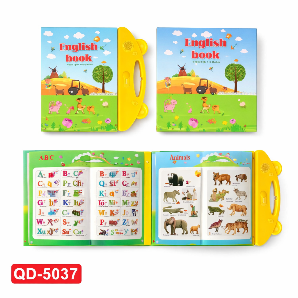 Carte sonora copii in limba engleza, English book cu sunete, carte interactiva audio, invatare engleza copii ABC, talking book educativ, carte cu butoane, vocabular engleza, jucarie educativa, cadou copii 3+ ani