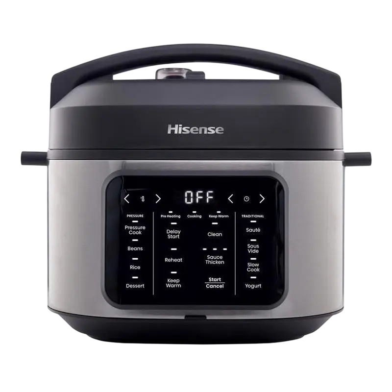 Aparat de gătit multifuncțional sub presiune Hisense HMC6SBK, Negru | Oțel inoxidabil
