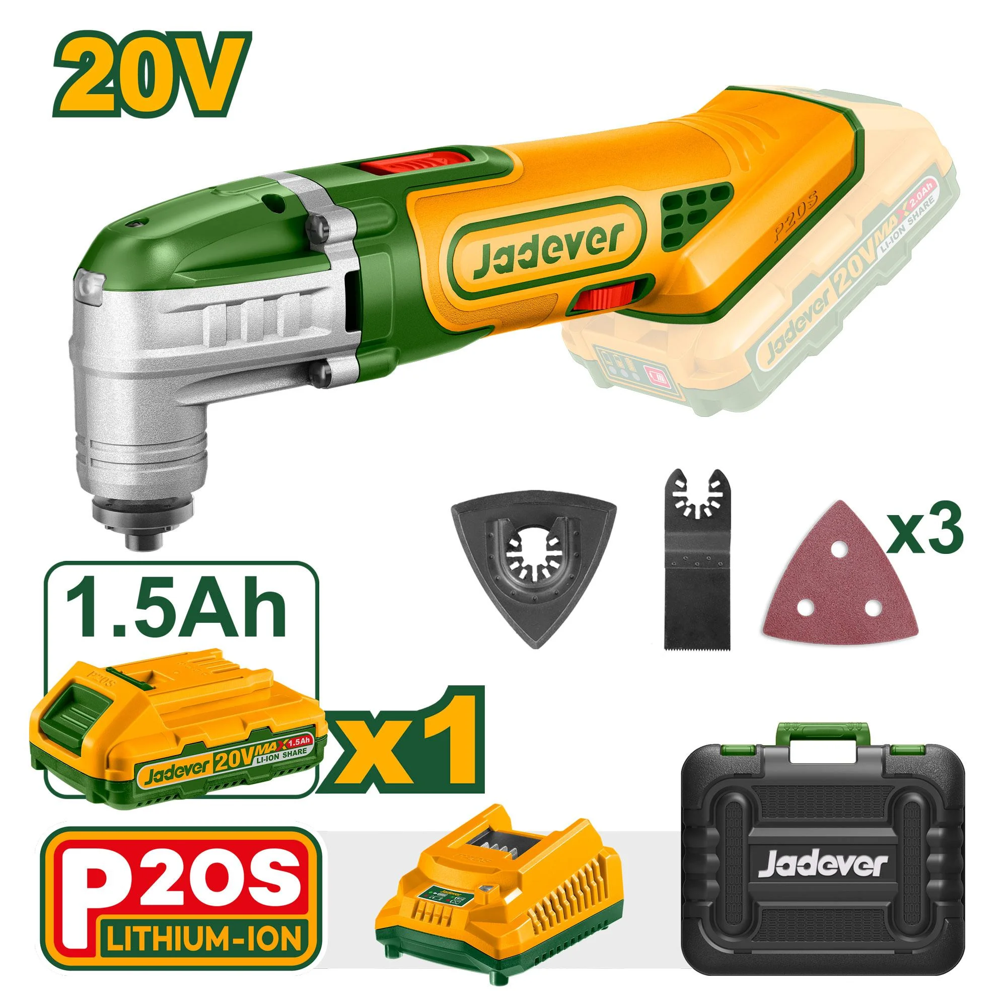 Sculă multifuncțională (Oscilantă) cu acumulator 20V + 1 ac.; Jadever