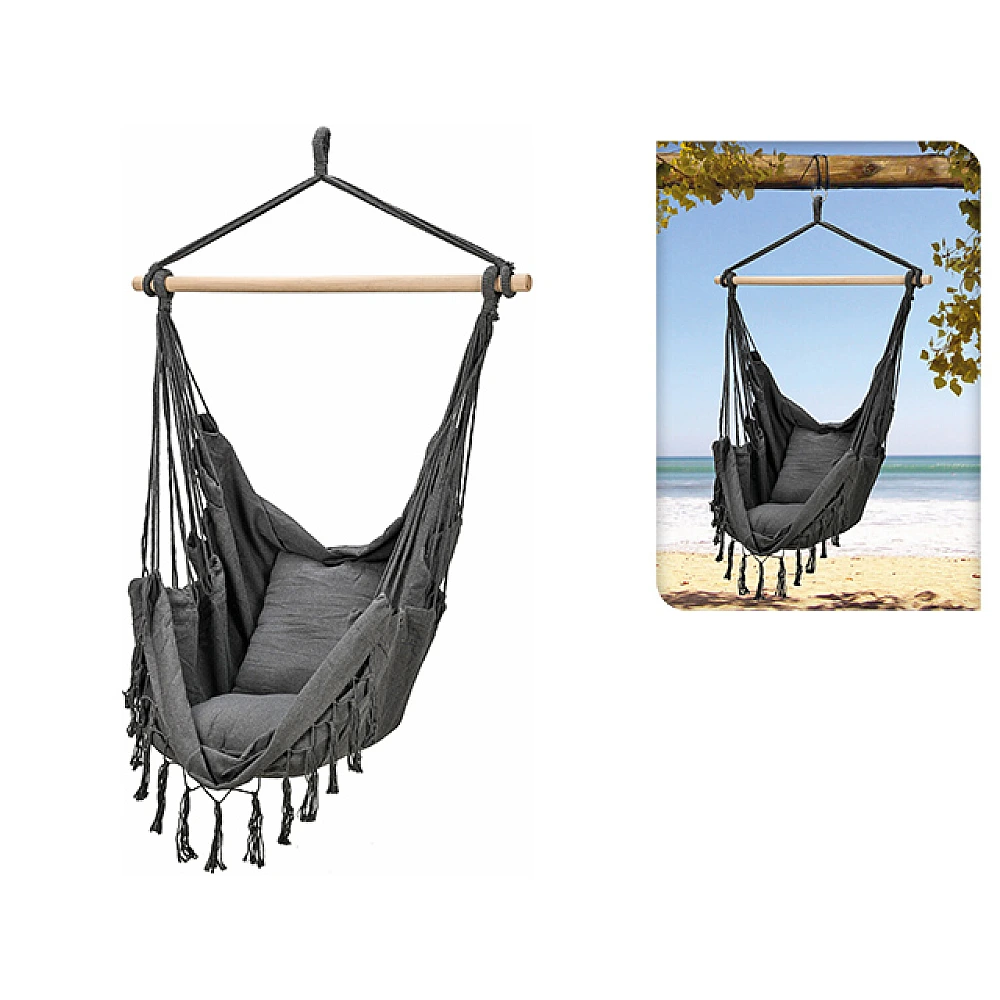 Hamac- scaun suspendabil textil 90X130 cm, max 120 kg, negru, poliester