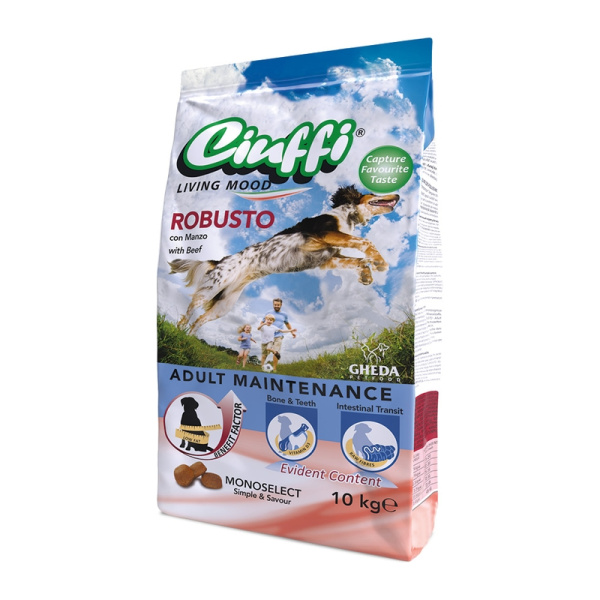 GHEDA hrana pentru caini  CIUFFI ROBUSTO ( vita)  10kg