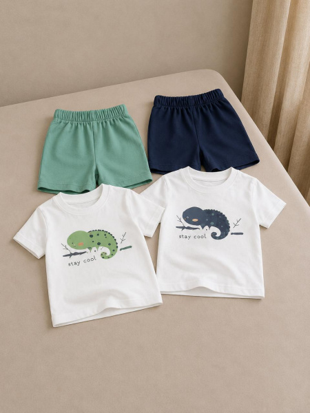 Costum pentru băieți: tricou și pantaloni scurți „Iguană”, Turcia