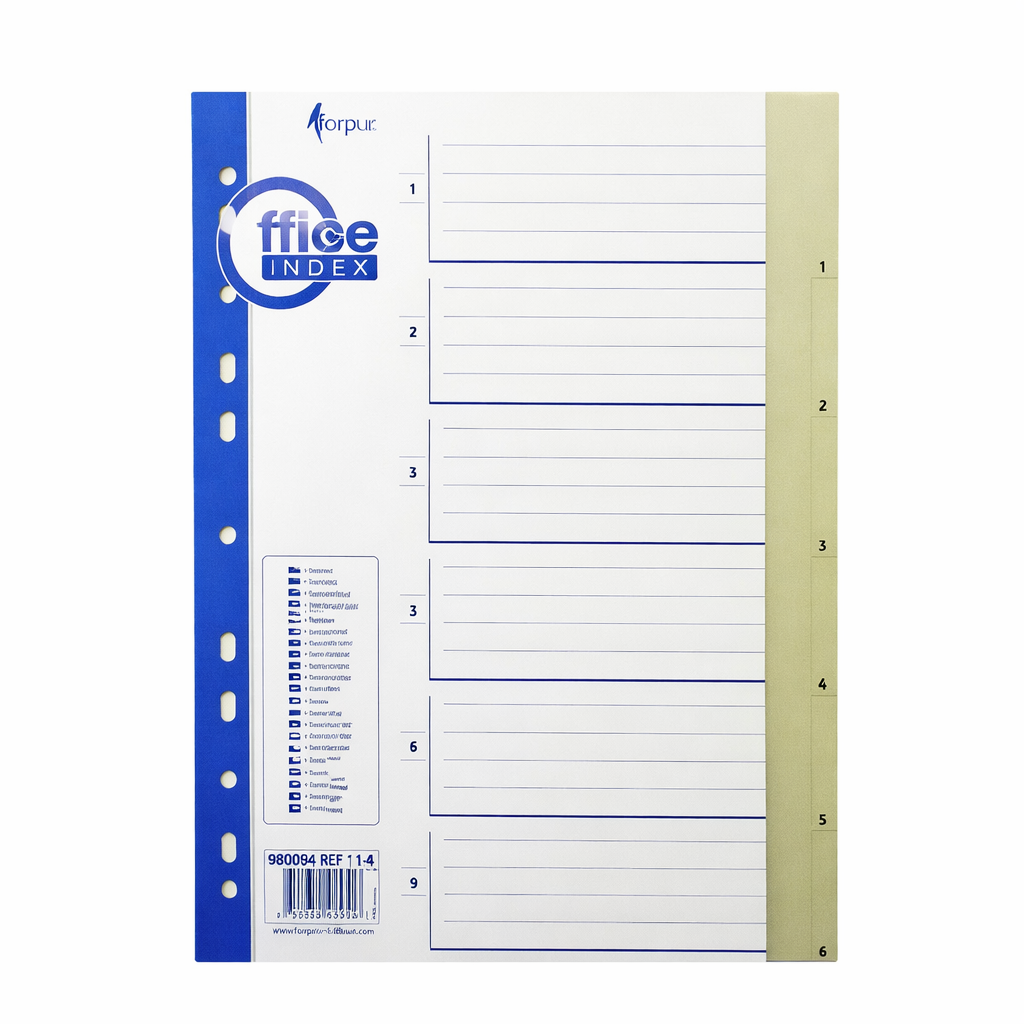 Indexuri plastic A4 numerotate 1-6 MAXI, separatoare documente dosar biblioraft, divizoare organizare acte, plastic rezistent, office, scoala, arhivare documente