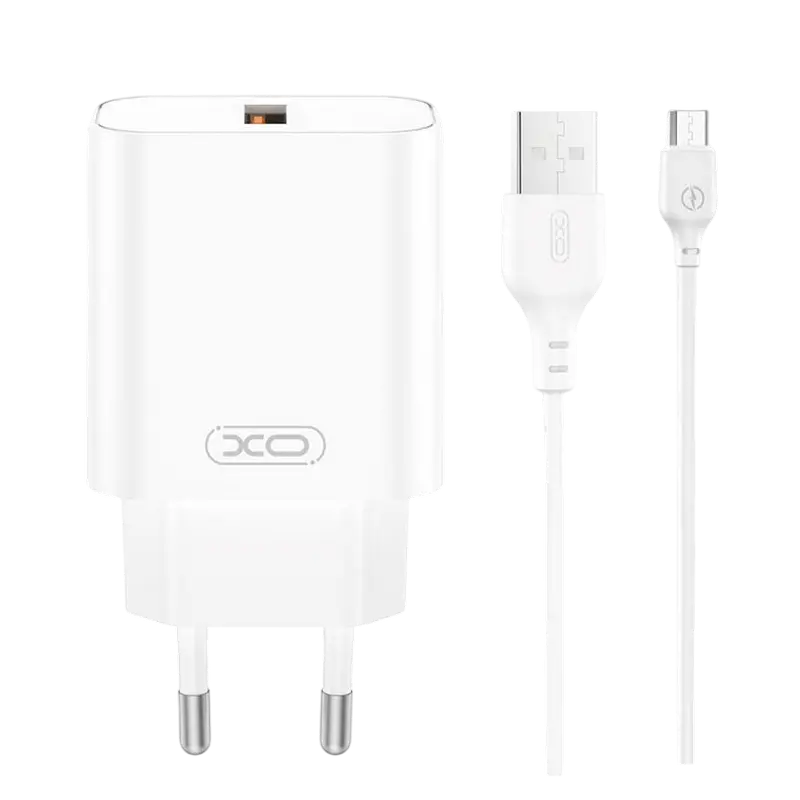 Încărcător XO CE33 + MicroUSB, 18W, Alb
