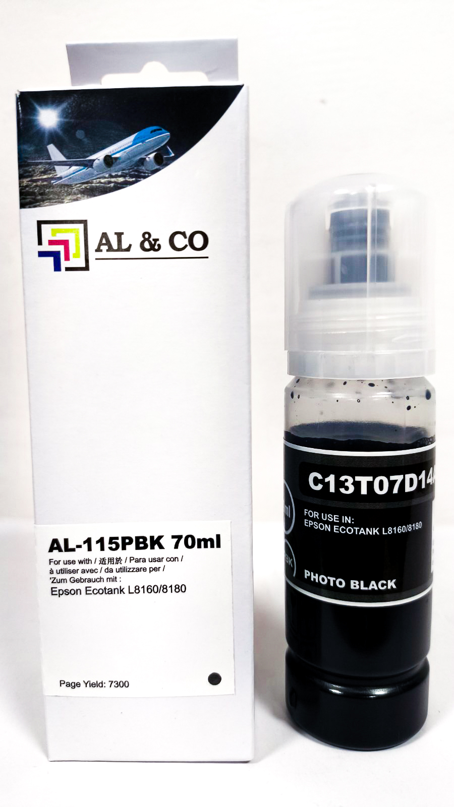 Cerneală Epson Premium compatibilă T07D14A PhotoBlack EcoTank 115 for L8160/8180, (70ml)