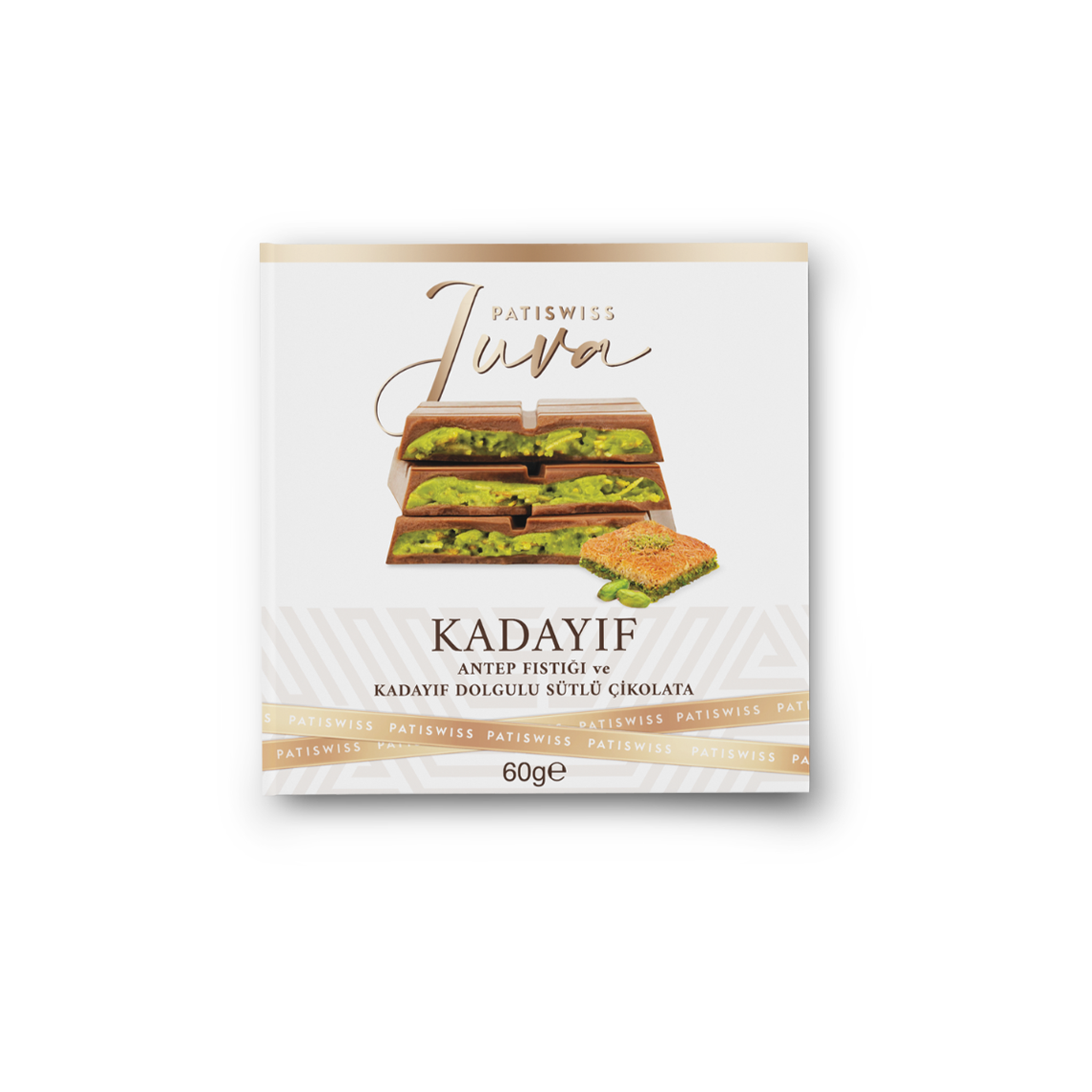 Ciocolată Patiswiss Dubai cu fistic și Knafeh, 60g
