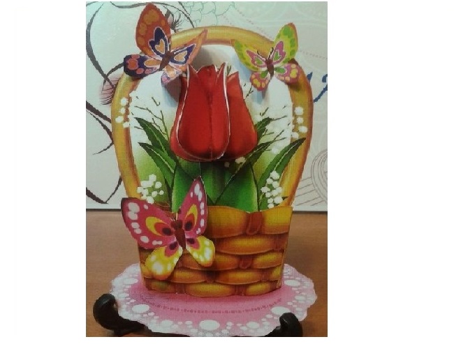 Aplicaţie - Coşuleţ cu lalele art.AP-24 (fără suport)